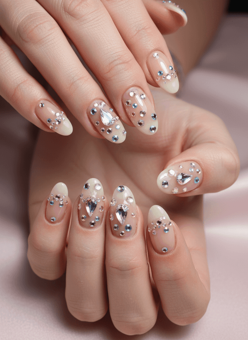 Gem Nails – Playful Sparkle with Rhinestones and Micro Gems