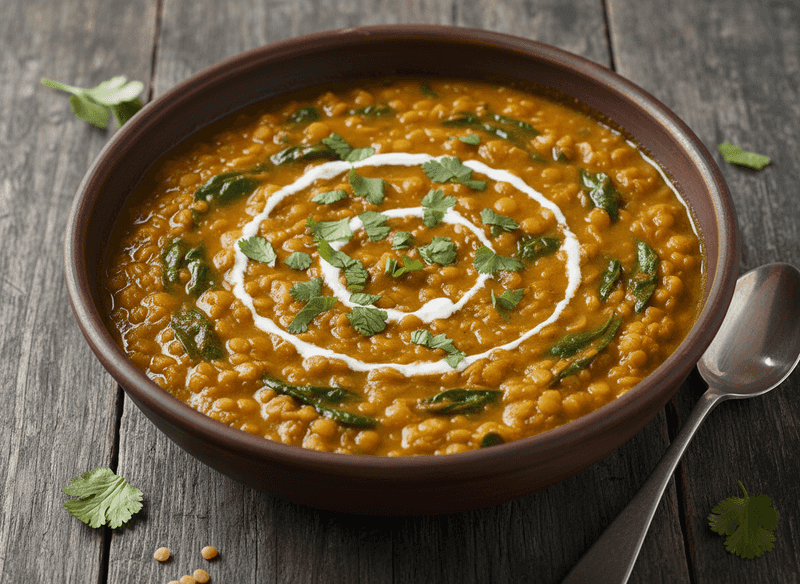 Creamy Coconut Red Lentil & Spinach Stew