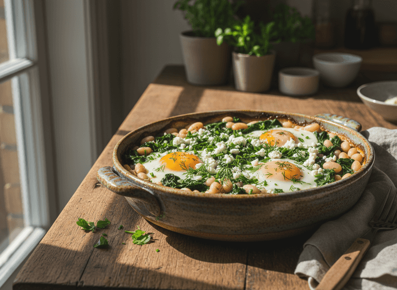 Spinach & White Bean Egg Bake with Feta