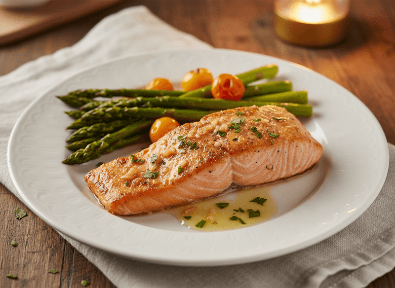 Garlic Butter Salmon with Asparagus