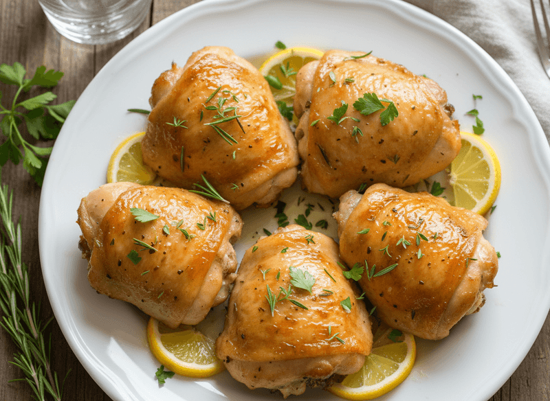 Lemon-Garlic Roasted Chicken Thighs with Olive Oil and Herbs