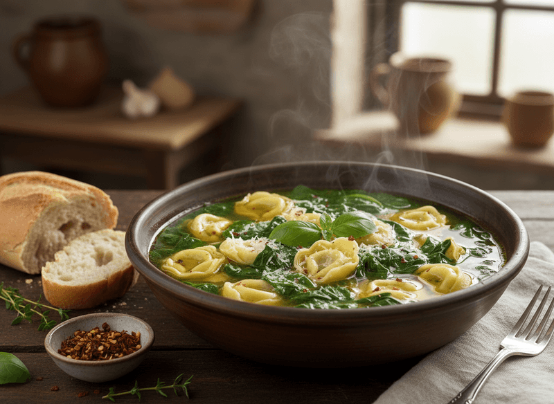 Cheese Tortellini Spinach Soup