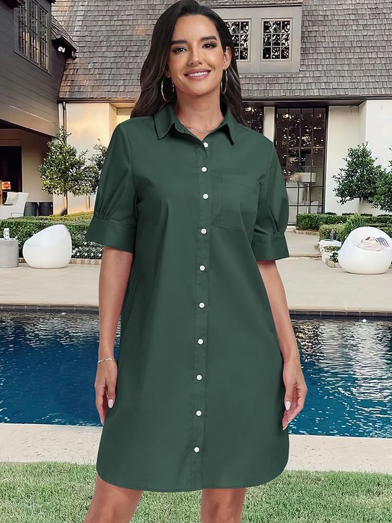 ANRABESS Womens Button Down Shirt Dress