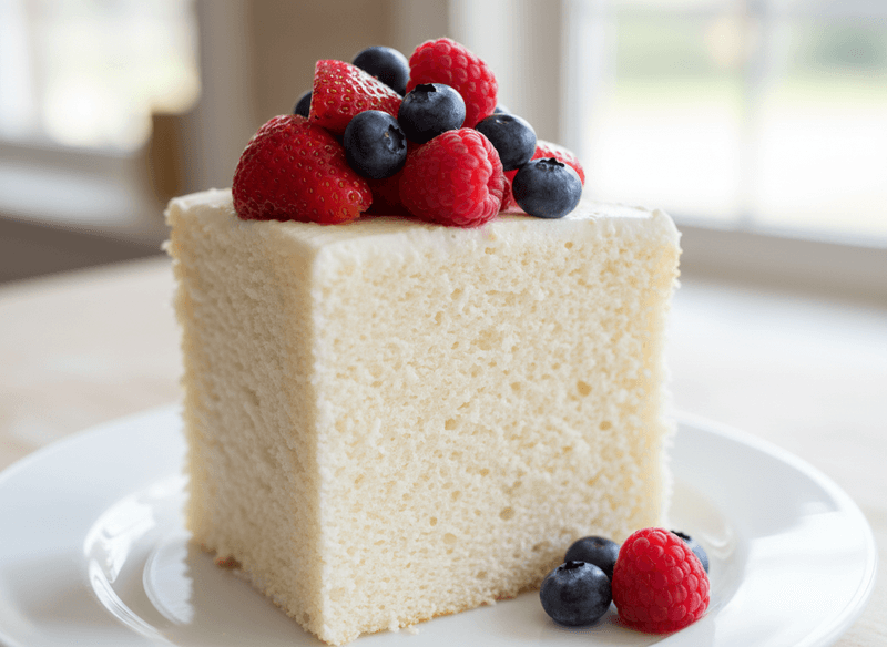 Angel Food Cake with Fresh Berries (No Frosting Needed)