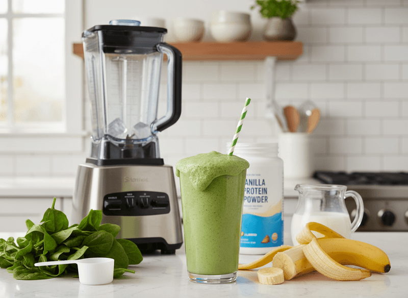 Breakfast Smoothie (Banana, Spinach, Protein Powder, Milk)