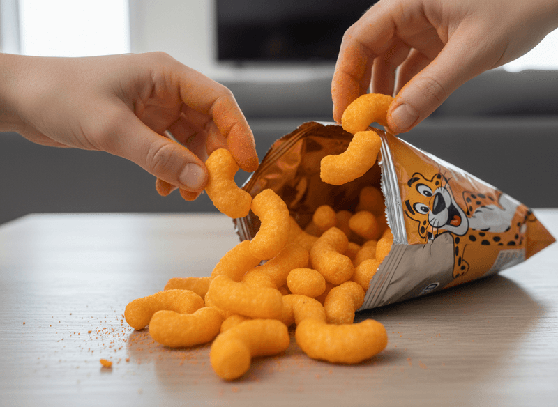 Neon-Colored Cheese Puffs Made with Synthetic Dyes