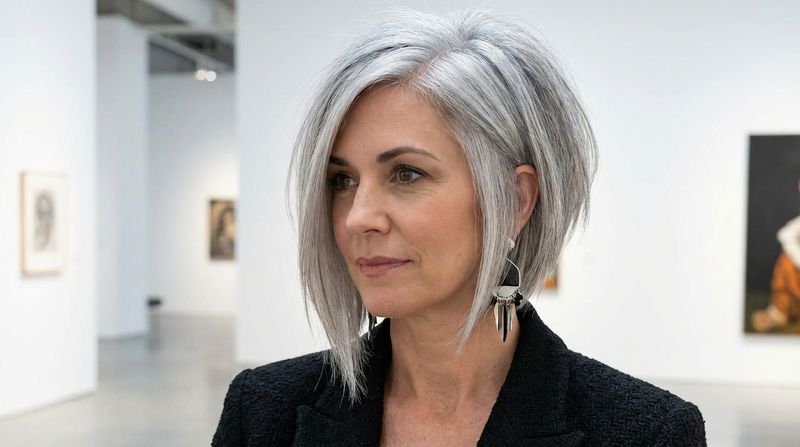 Asymmetrical Gray Bob
