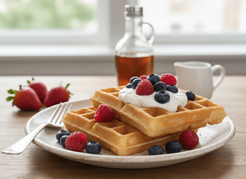 Frozen Waffles with Greek Yogurt and Berries