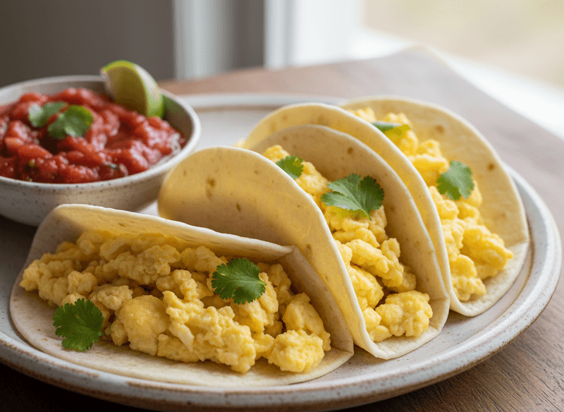 Scrambled Eggs Wrapped in Warm Tortillas (Lazy Breakfast Tacos)
