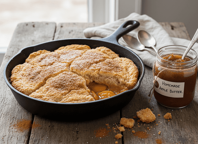 Apple Butter-Spiced Peach Cobbler