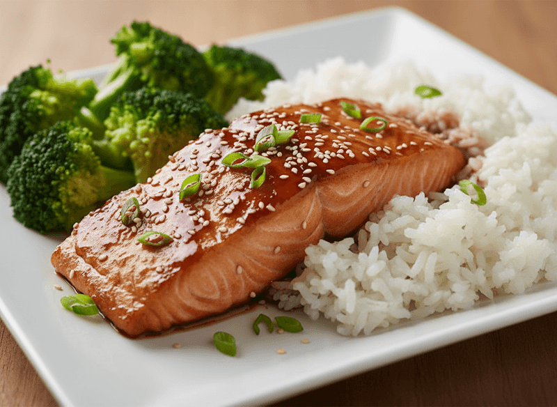 Teriyaki Salmon with Broccoli & Jasmine Rice