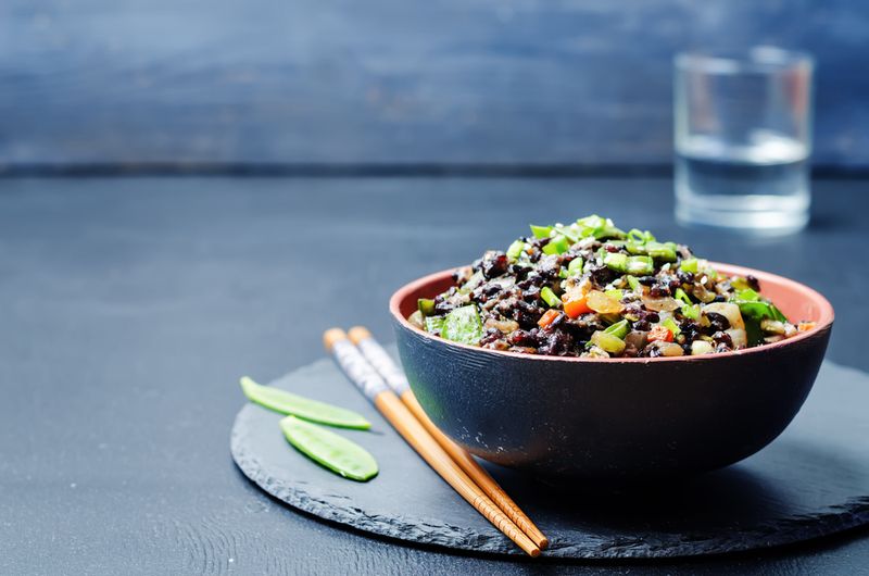Black Rice with Roasted Vegetables & Tahini Drizzle