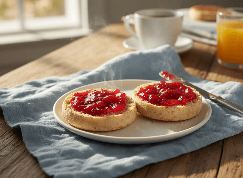 Toasted English Muffin with Jam and Butter