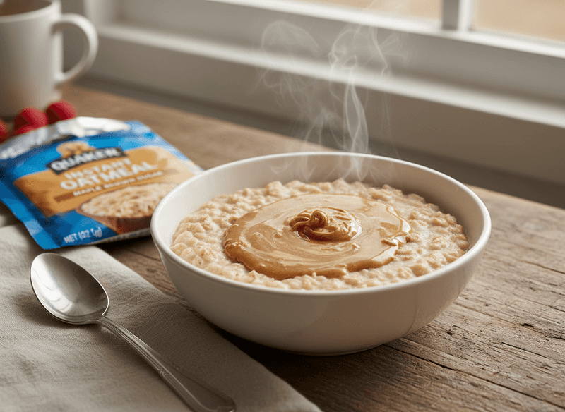 Instant Oatmeal with a Spoonful of Almond Butter