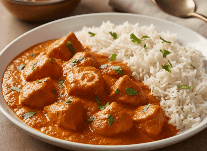 Mild Butter Chicken with Fluffy Basmati Rice