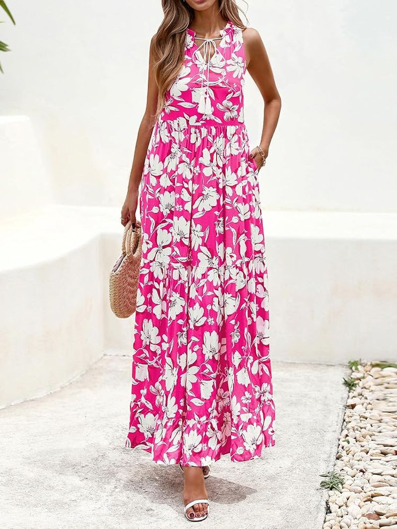 Btfbm Sleeveless Floral Maxi Dress