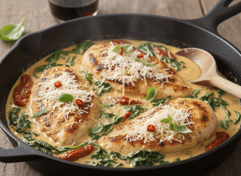 Creamy Tuscan Chicken with Spinach and Sun-Dried Tomatoes