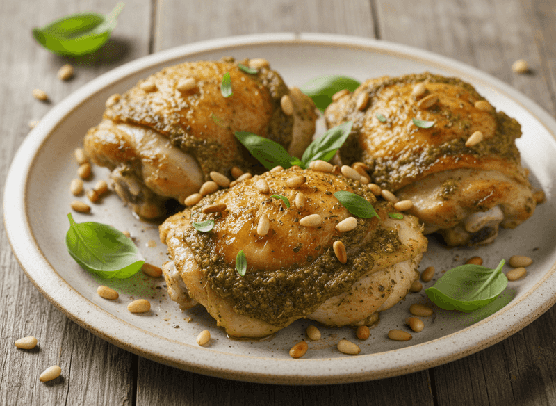 Oven-Baked Pesto Chicken Thighs