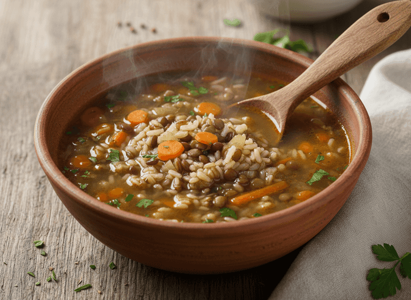 Rice and Lentil Comfort Soup