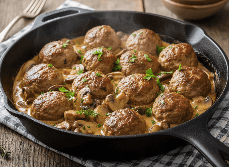 Meatballs in Creamy Mushroom Sauce