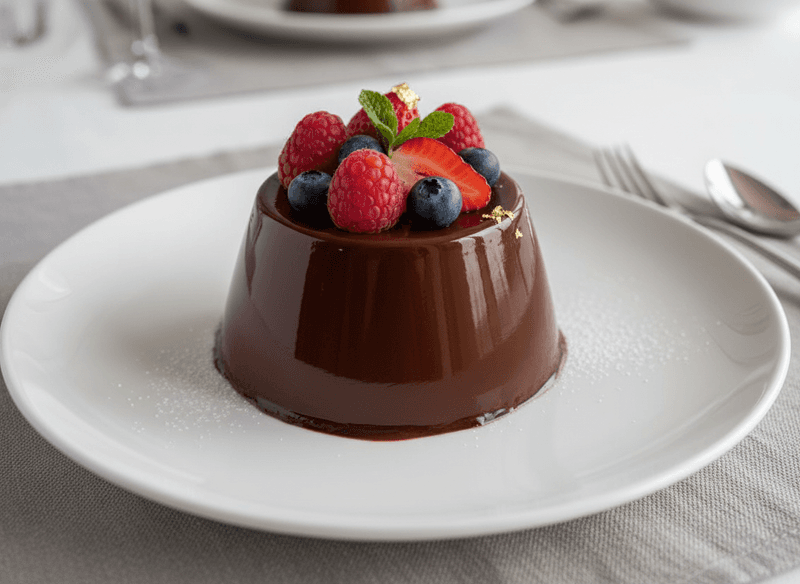 Chocolate Panna Cotta with Cocoa Glaze