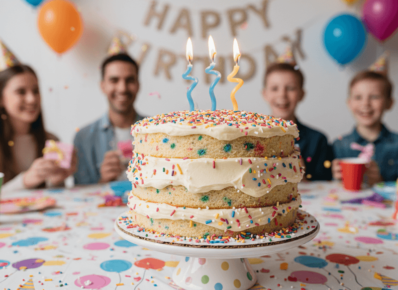 Confetti Cake with Vanilla-Sour Cream Frosting