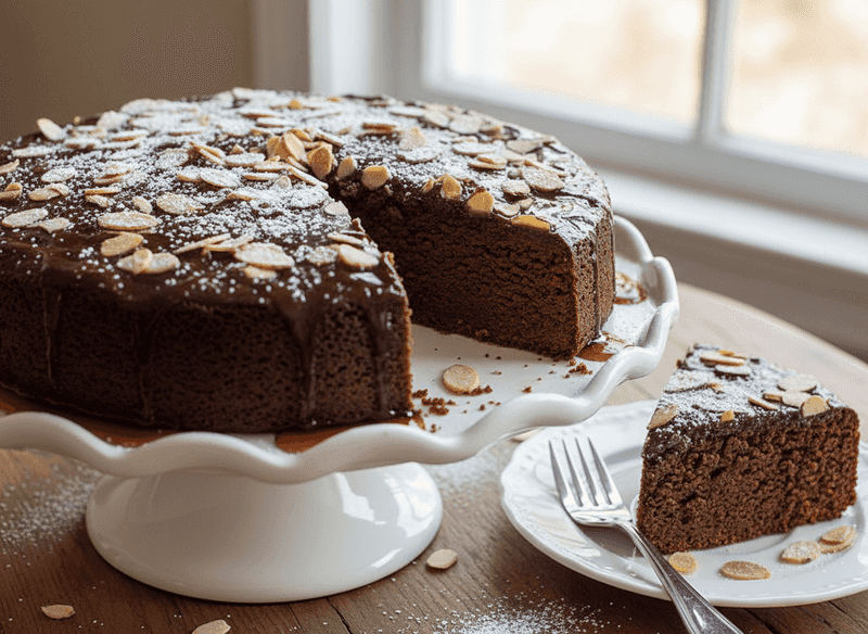 Chocolate Almond Torte with Amaretto Syrup