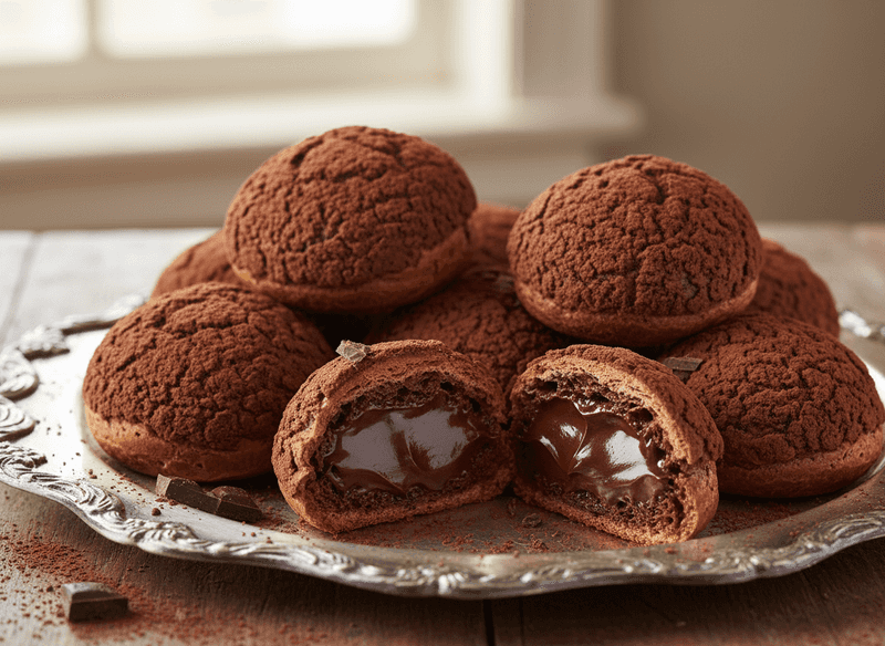 Chocolate Choux Buns with Silky Ganache Filling