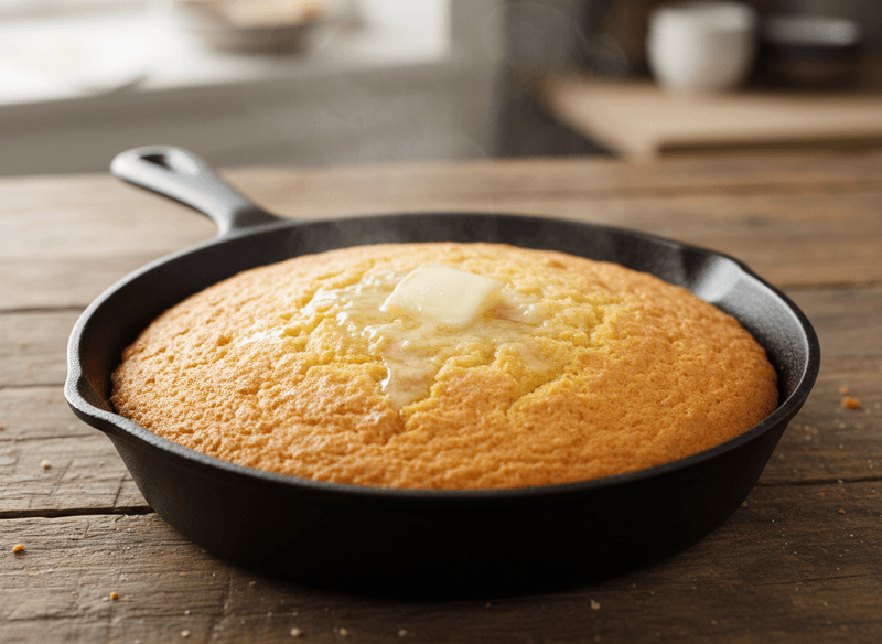 Skillet Cornbread Baked in Bacon Drippings