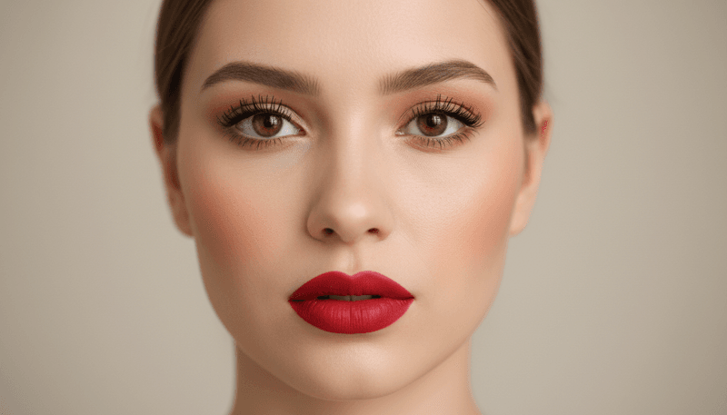 Classic Red Lip and Minimal Eyes