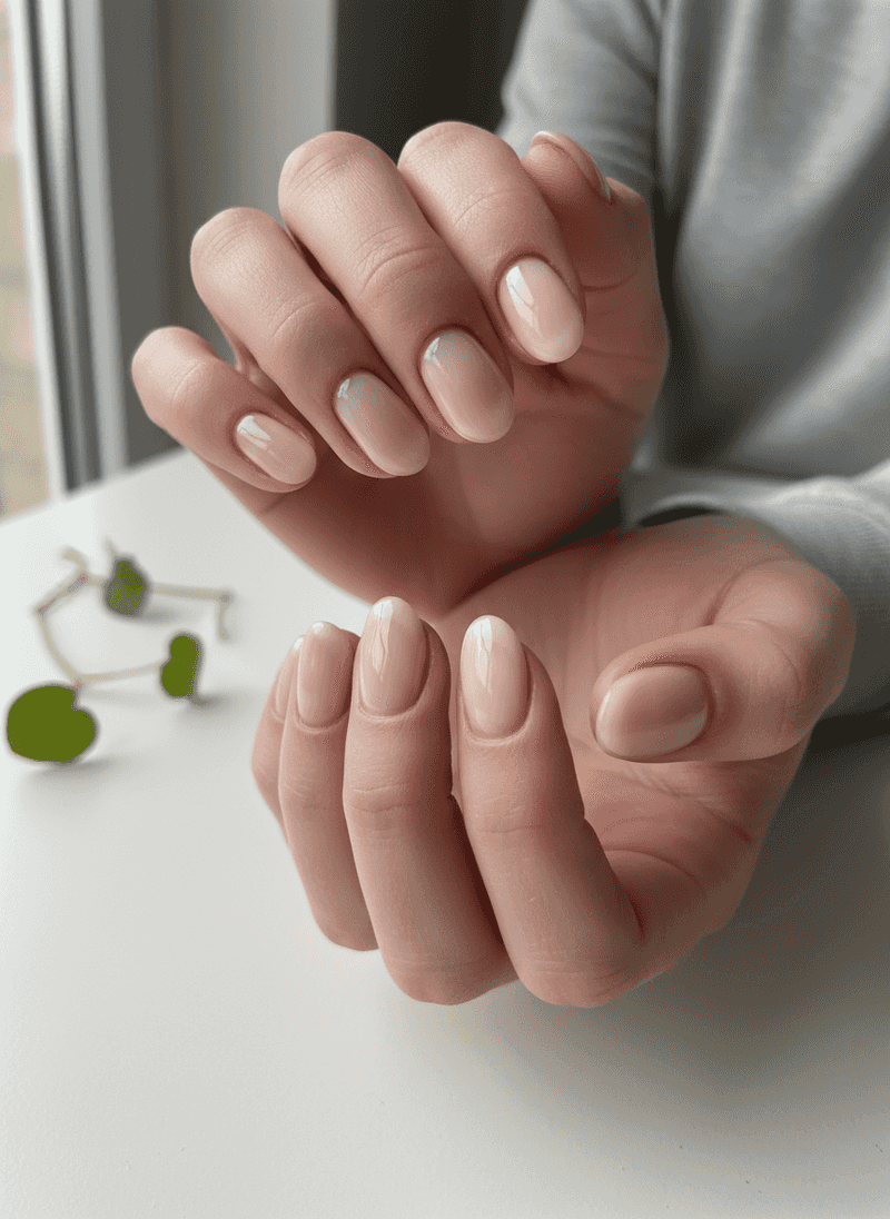 Clean Girl Clear Gloss With Perfectly Shaped Natural Nails