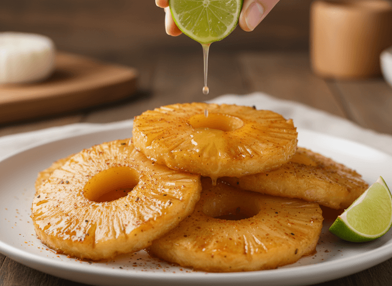Air-Fried or Oven-Roasted Pineapple with Lime and Chili