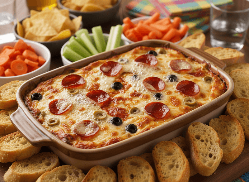 Hot Pepperoni Muffuletta Dip