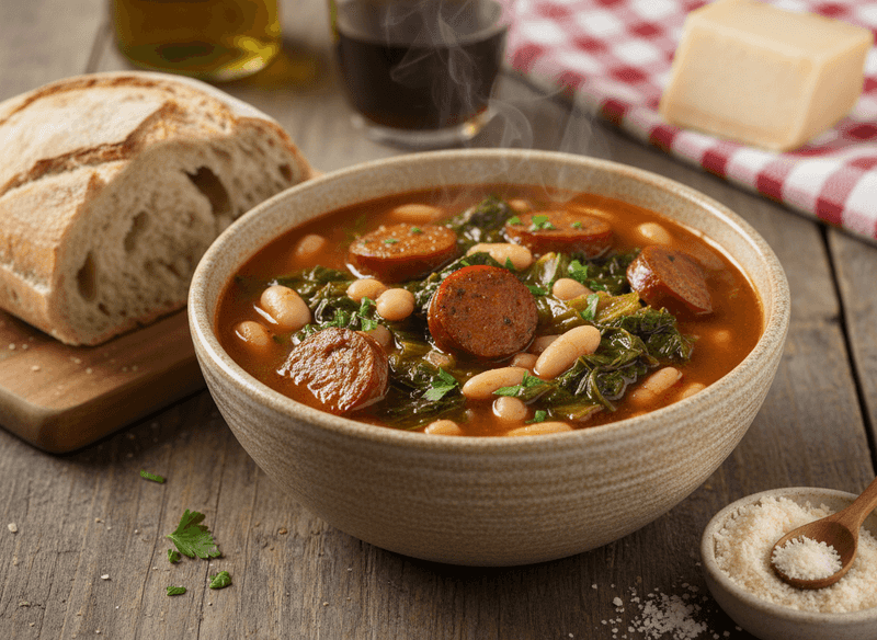 White Bean, Sausage & Escarole Soup