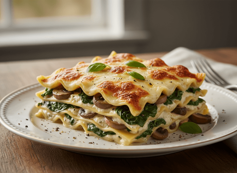 Spinach & Mushroom White Lasagna
