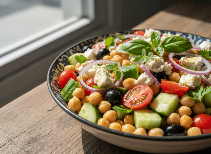 Mediterranean Chickpea & Cucumber Salad with Feta