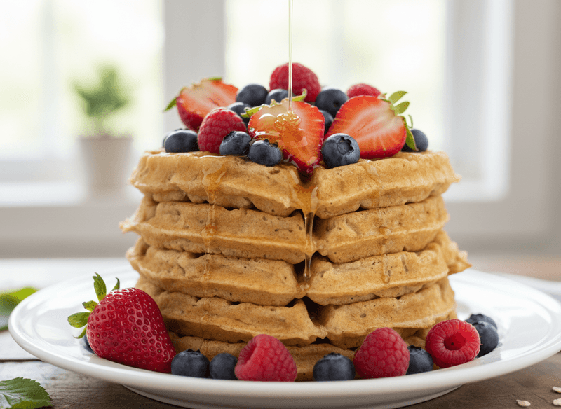 Banana-Oat Blender Waffles with Berry Topping