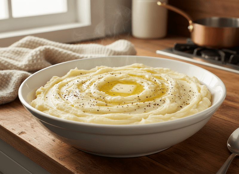 Creamy One-Pot Mashed Potatoes with Butter and Warm Cream