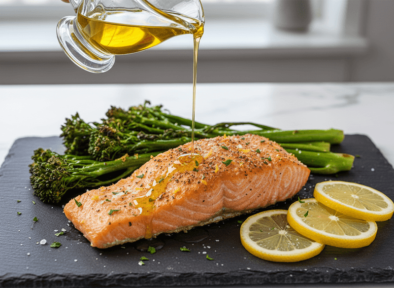 Lemon-Garlic Salmon with Charred Broccolini