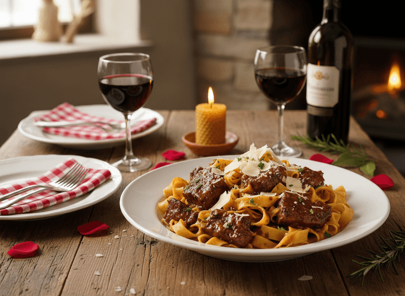 Fresh Pappardelle with Slow-Braised Short Ribs and Parmigiano-Reggiano