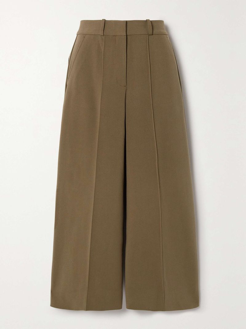 Cropped Wide-Leg Pants in Stone or Khaki