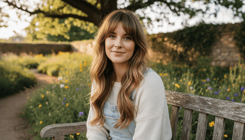 Curtain Bangs with Flowing Length