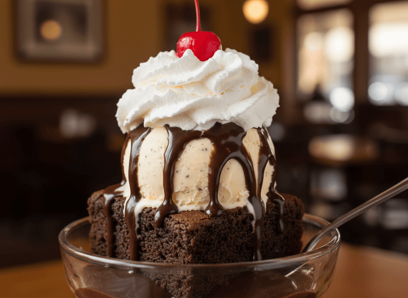 Dark Chocolate Brownie Sundae