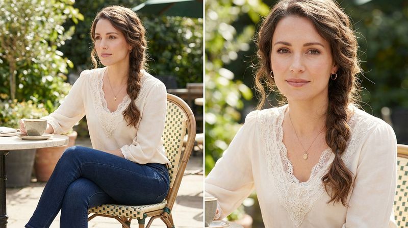 Dark Jeans with a Lace-Trimmed Top