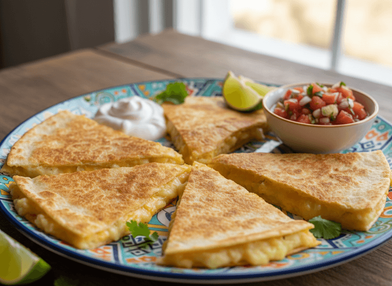 Crispy Potato and Cheese Quesadillas