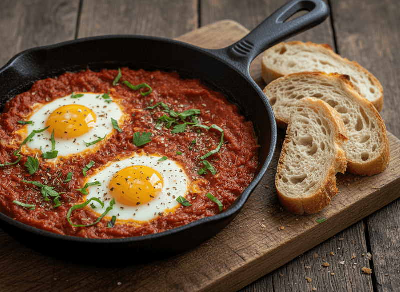 Shakshuka-Style Eggs in Quick Canned Tomato Sauce