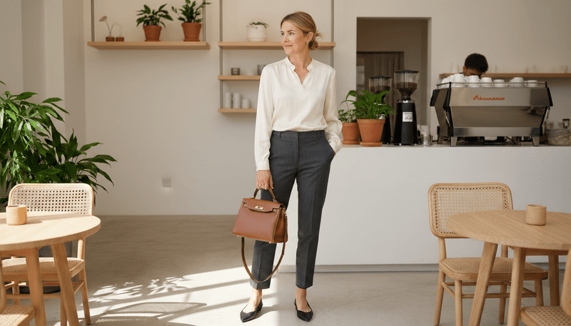 Elevated Casual (Blouse + Ankle Pants + Flats)