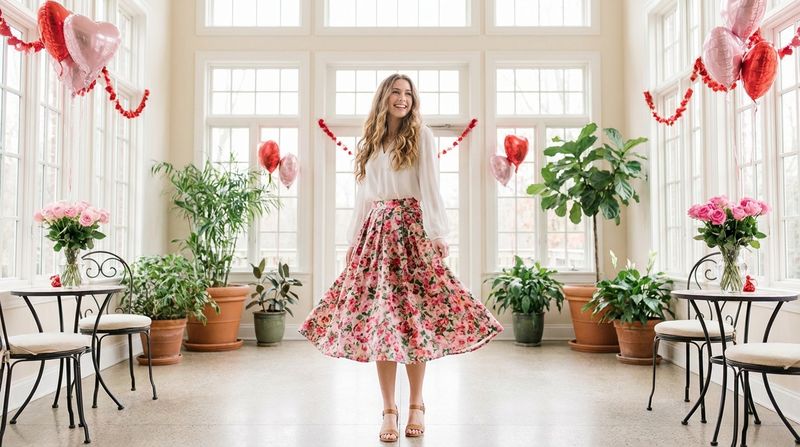 Flowy Floral Skirt with Blouse