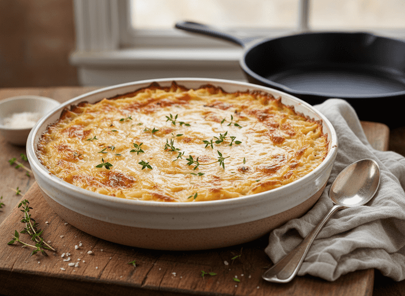 Creamy Baked Orzo with White Cheddar & Thyme
