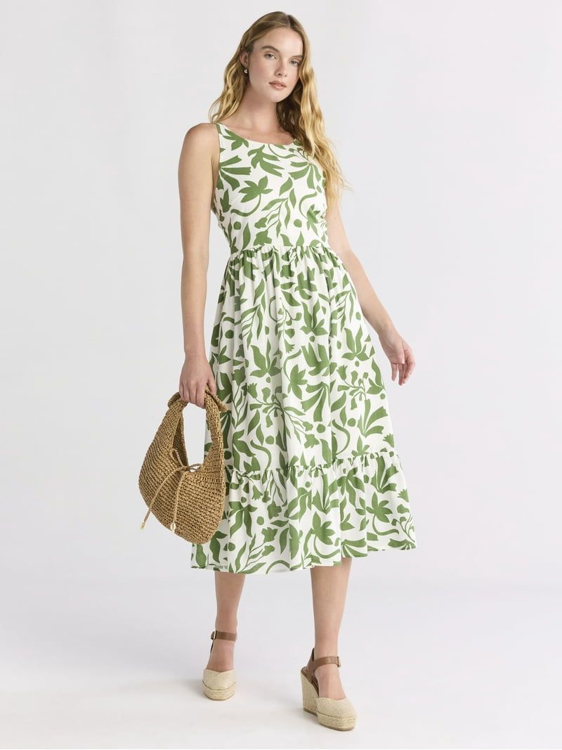Time and Tru Tie Back Midi Dress